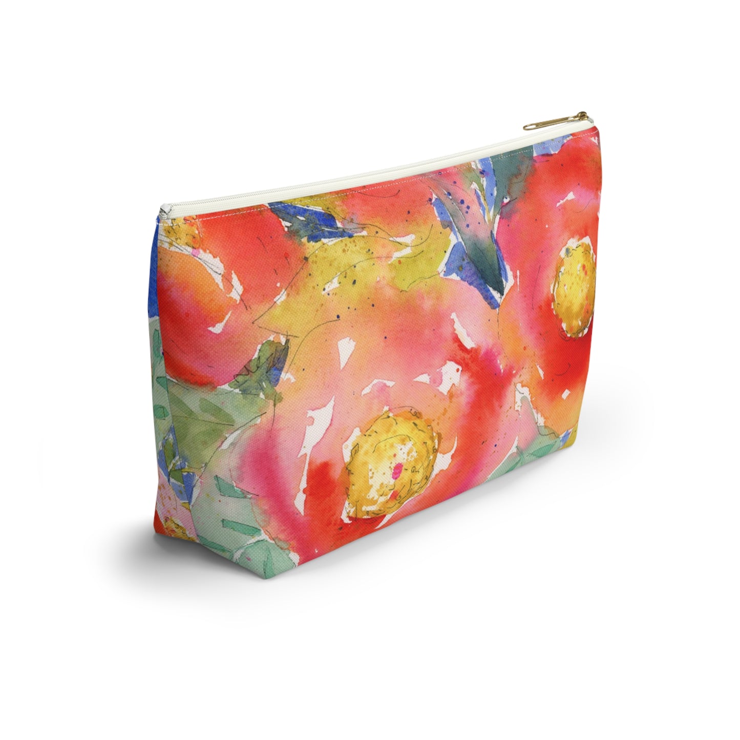 Citrus Bloom Watercolor Painted Accessory Pouch