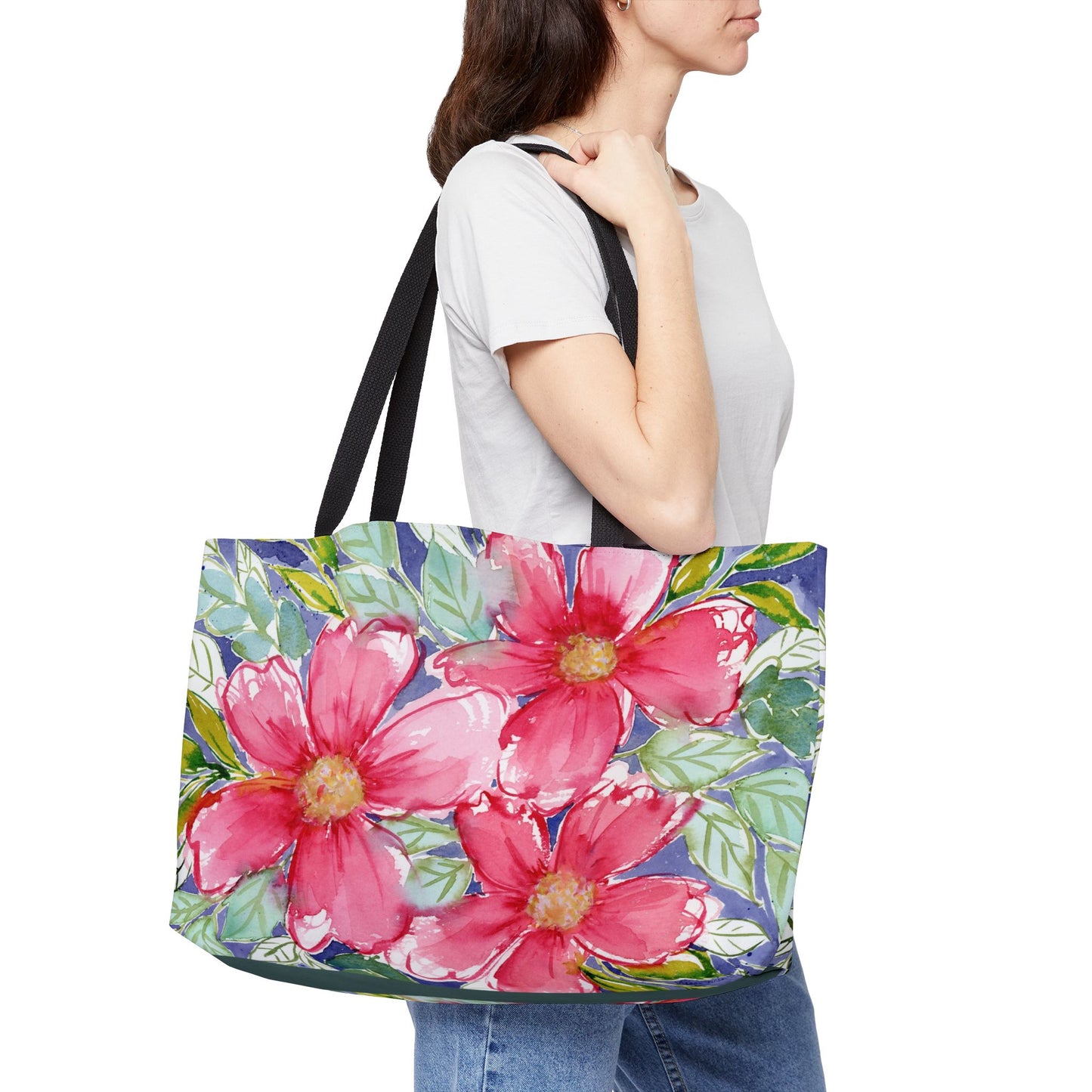 Big Bloom Weekender,  Loose Watercolor Painting with Big Pink Floral Blooms