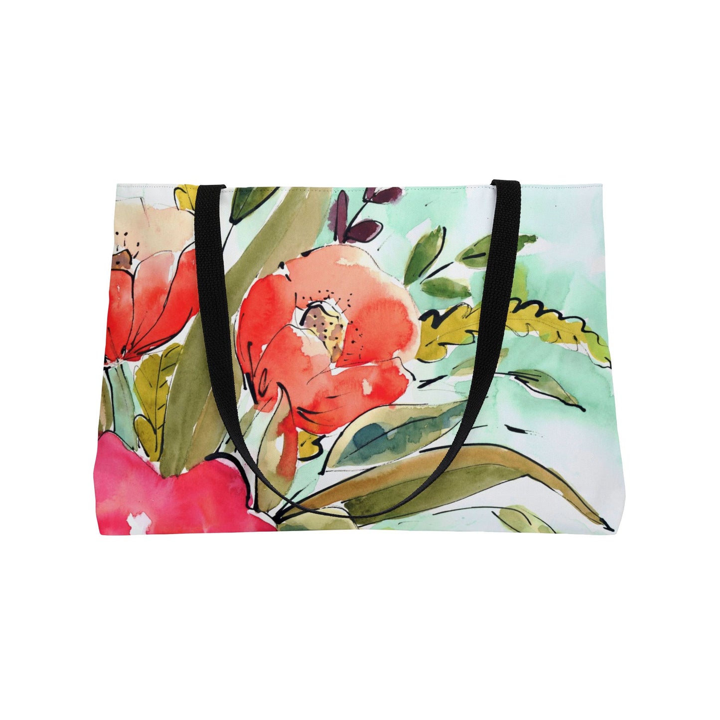Large Floral Weekender Tote Bag - Large Watercolor Painted Tote, Great Gift for Mom, Teachers, Graduation - Travel Tote, Collage Bag,