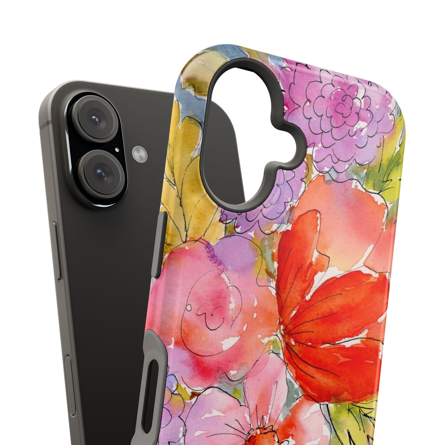 Magnetic Watercolor Flower Phone Case, Floral iPhone Case