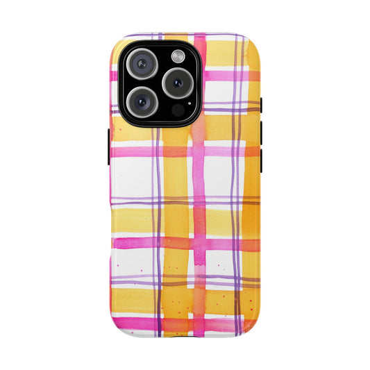 Plaid and Playful, Watercolor Painted Phone Case
