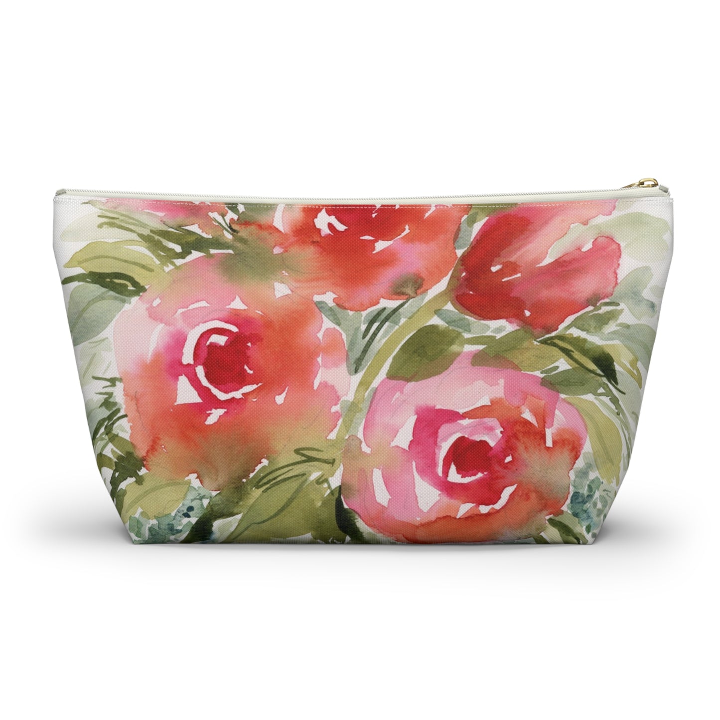 Soft Pink Floral Watercolor Accessory Pouch