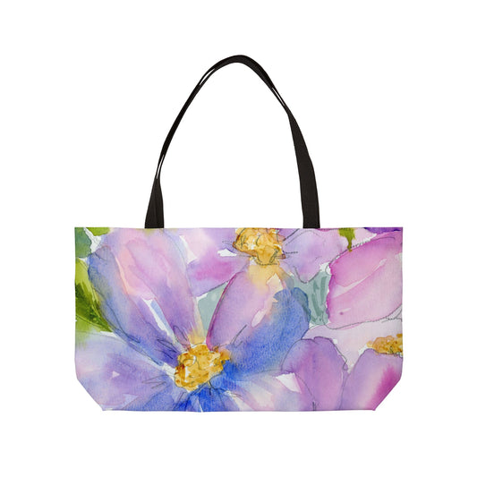 Purple Watercolor Floral Weekender Tote Bag - Large Watercolor Painted Tote, Great Gift for Mom, Teachers, Graduation - Travel Tote