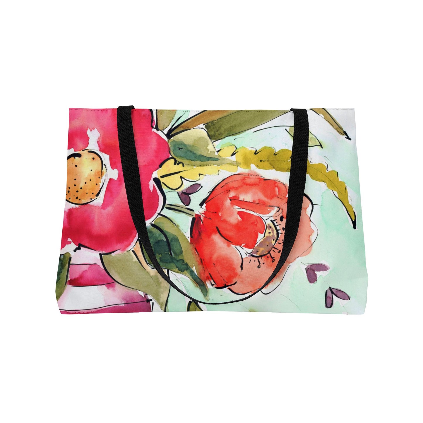 Large Floral Weekender Tote Bag - Large Watercolor Painted Tote, Great Gift for Mom, Teachers, Graduation - Travel Tote, Collage Bag,