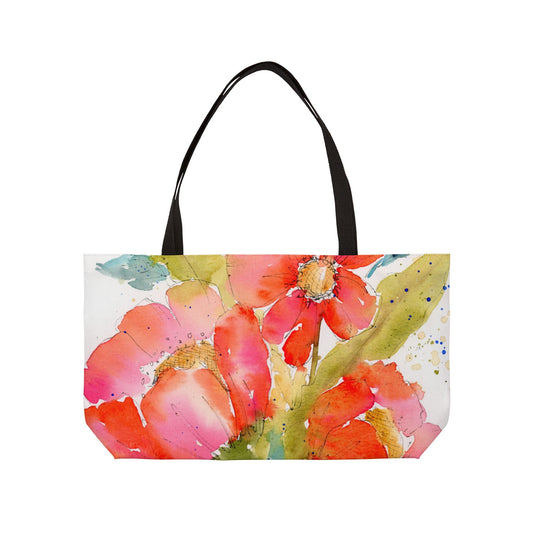 Big Bloom Weekender, Red Bold Floral Tote Bag