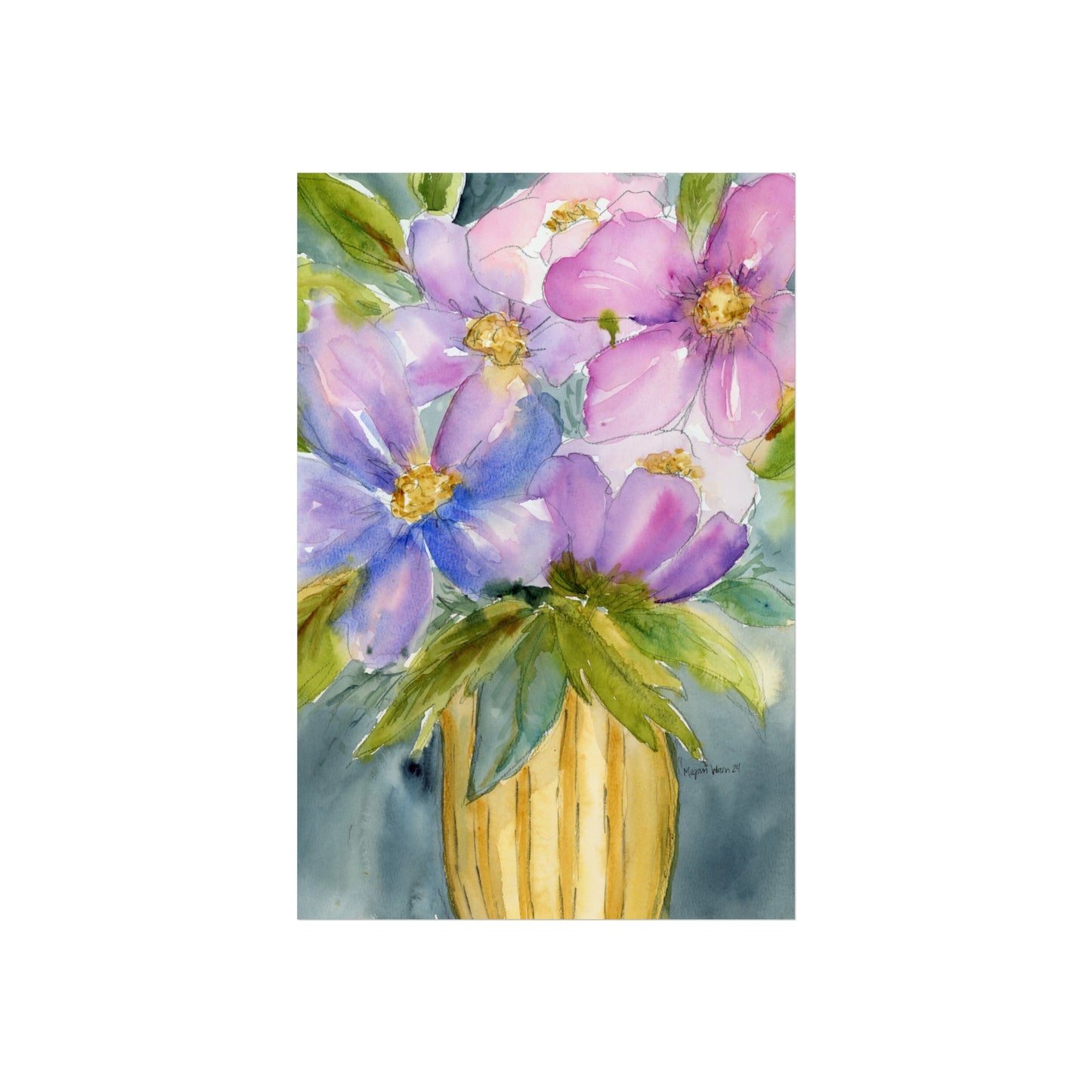 Loose Violet Floral Watercolor Fine Art Print, Original Watercolor Art Print