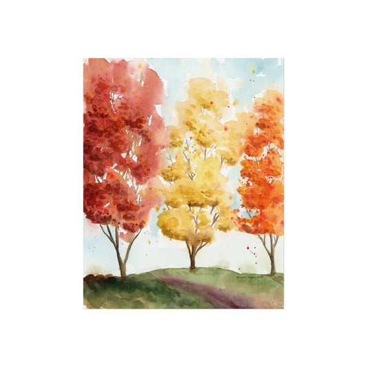 Fall Trees Landscape Watercolor Fine Art Print