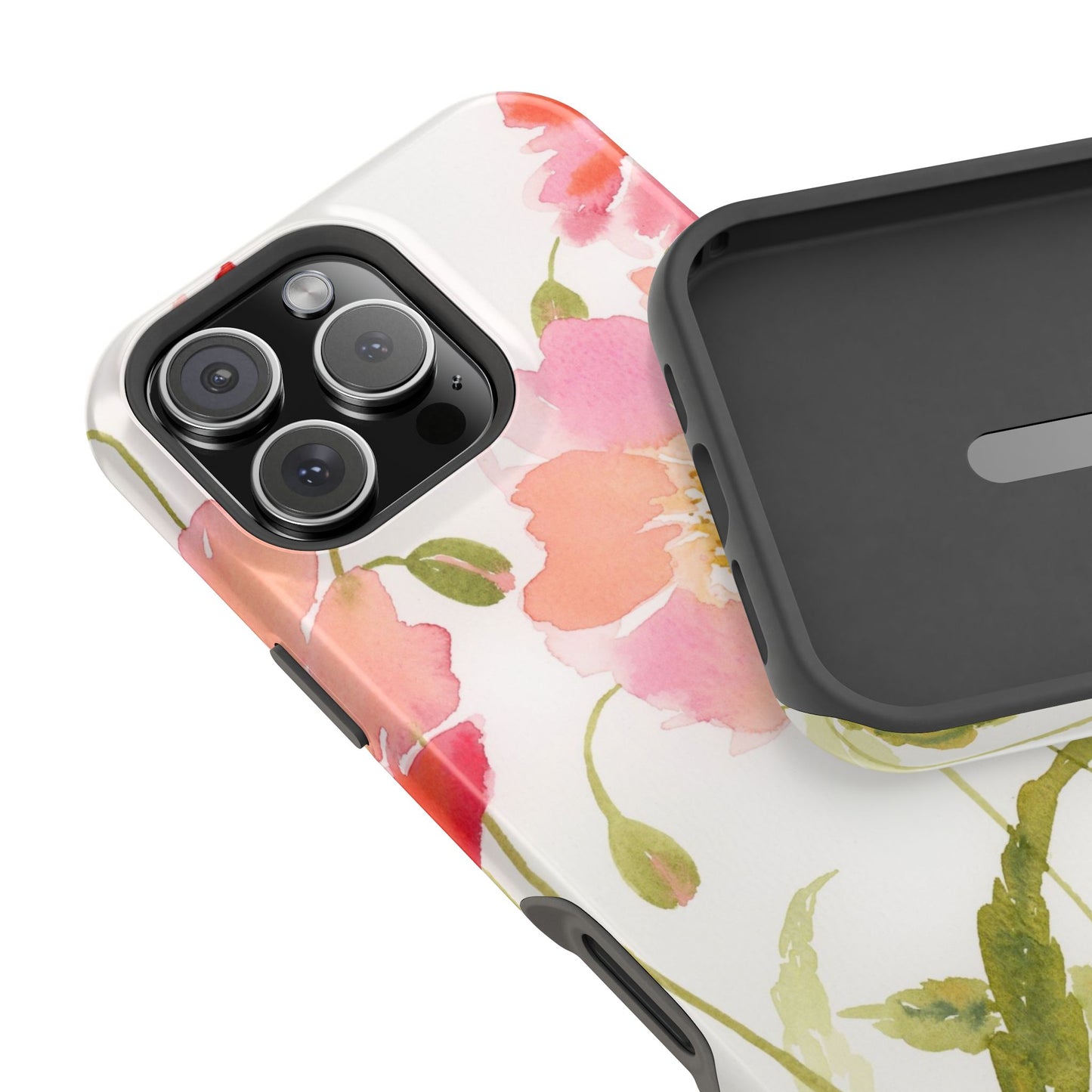 Magnetic Poppy Flower Phone Case, Watercolor Painted Tough Cases