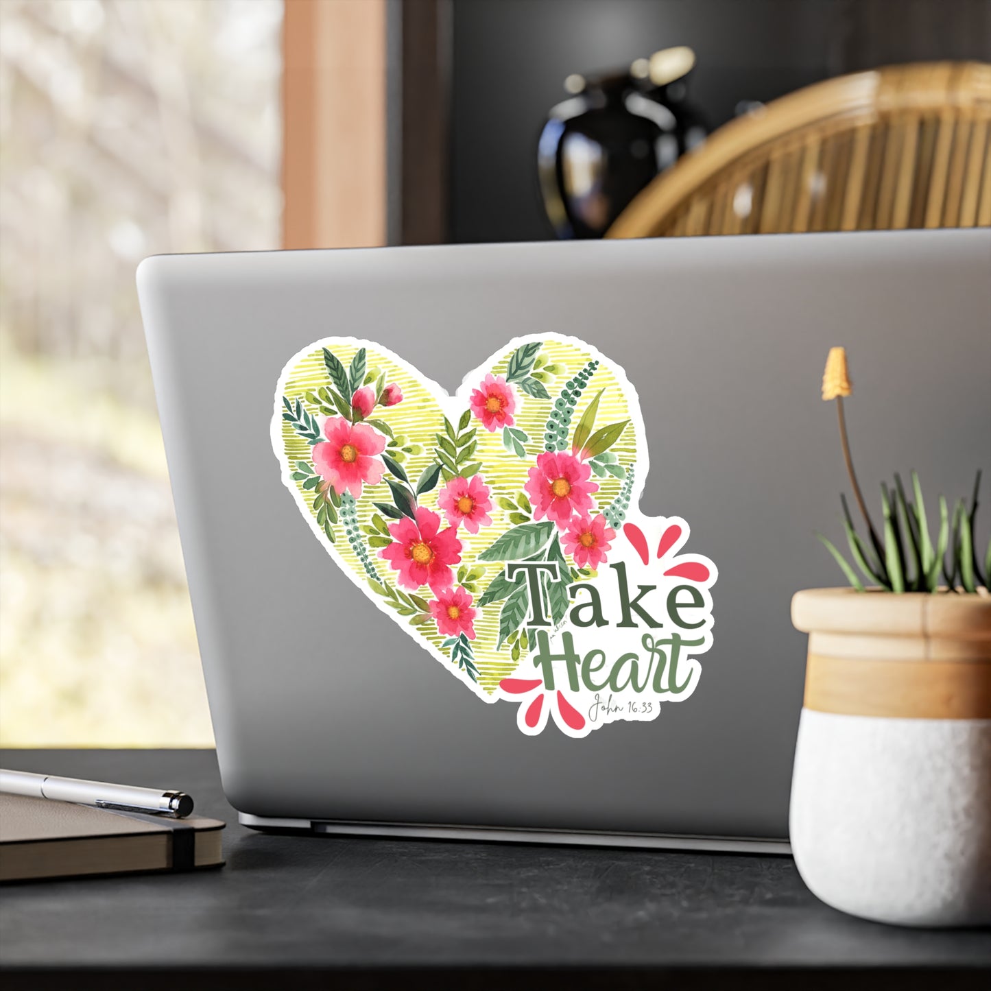 Floral Heart Watercolor Sticker 'Take Heart'