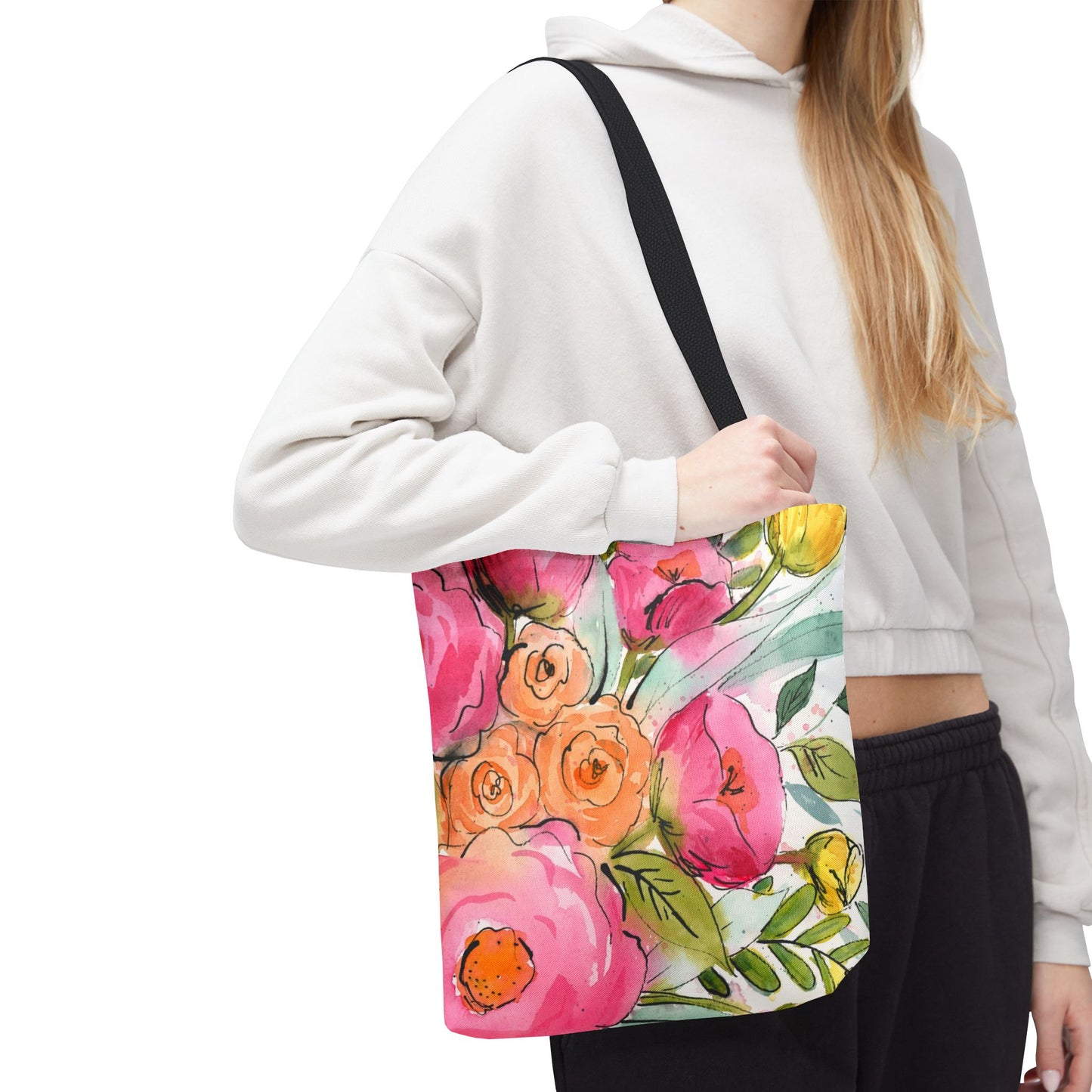 Bright Blush Bloom Watercolor Tote Bag