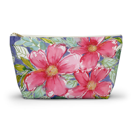 Pink Bloom Painted Accessory Pouch