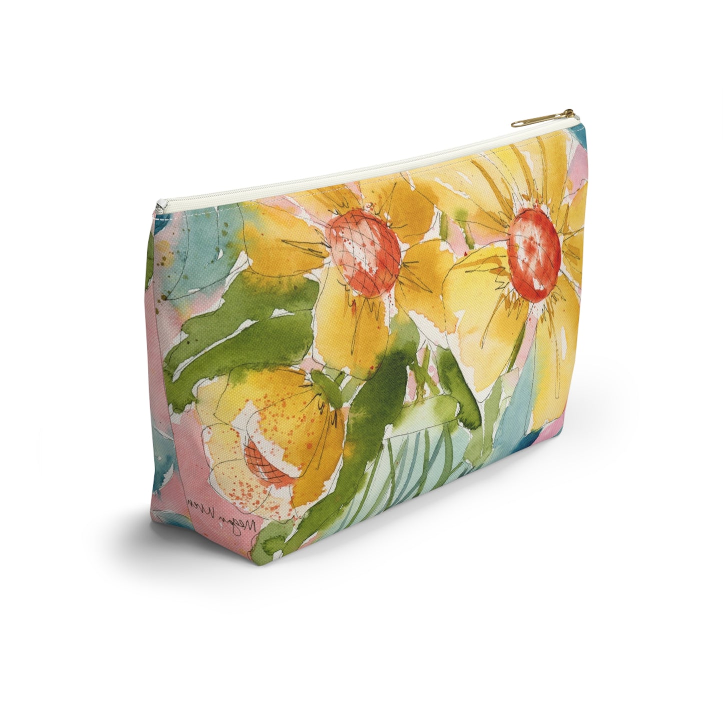 Yellow Floral Accessory Pouch