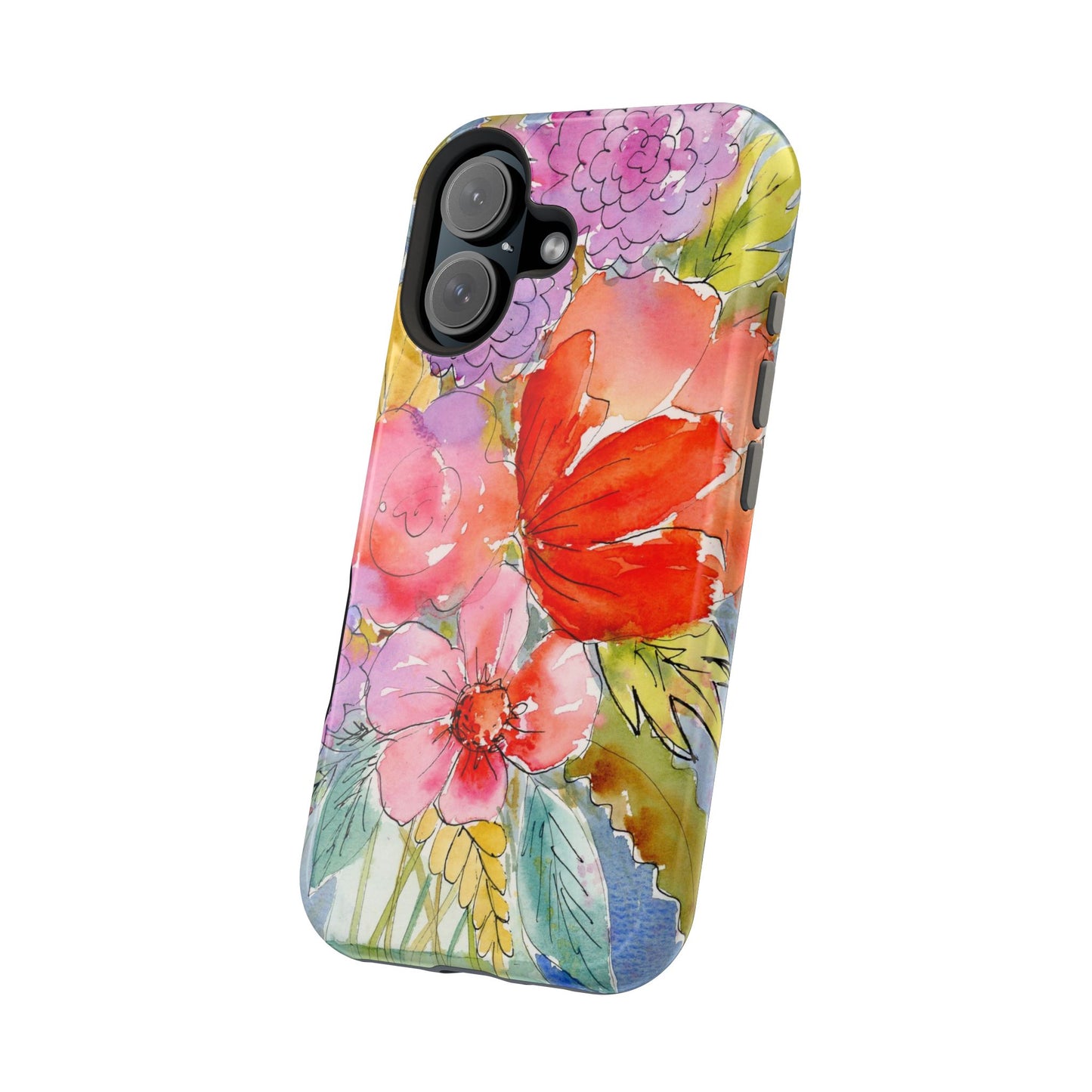 Magnetic Watercolor Flower Phone Case, Floral iPhone Case
