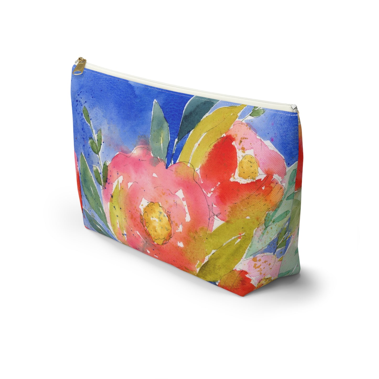 Citrus Bloom Watercolor Painted Accessory Pouch