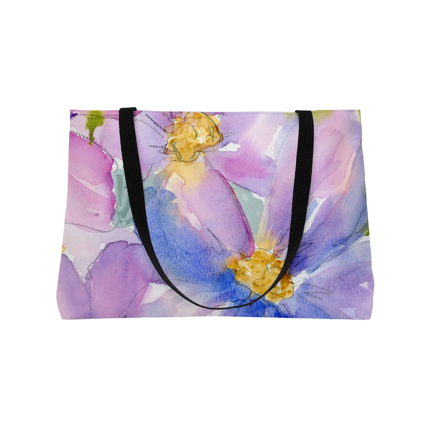 Big Bloom Weekender, Purple Floral Watercolor Tote Bag