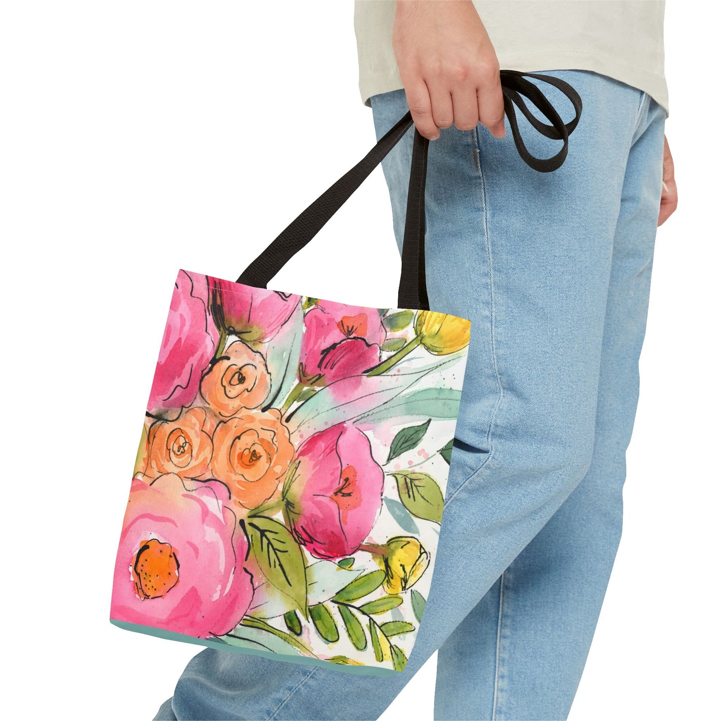 Bright Blush Bloom Watercolor Tote Bag
