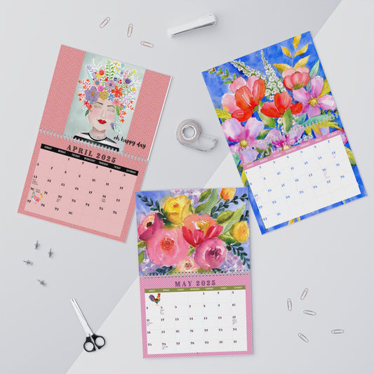 Wall Calendar 2025, Colorful Watercolor Wall Calendar, Year of Joy and Color, Artistic Gift, Unique Home Decor, Monthly Planner, 11x8.5