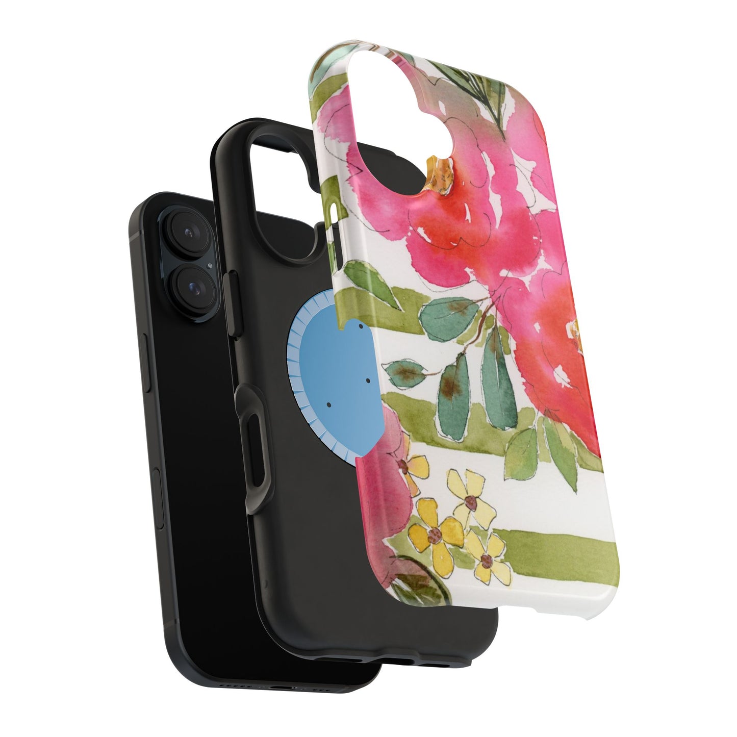 Sweet Pea Mag Phone Case, Pink & Green Magnetic Flower Phone Cover