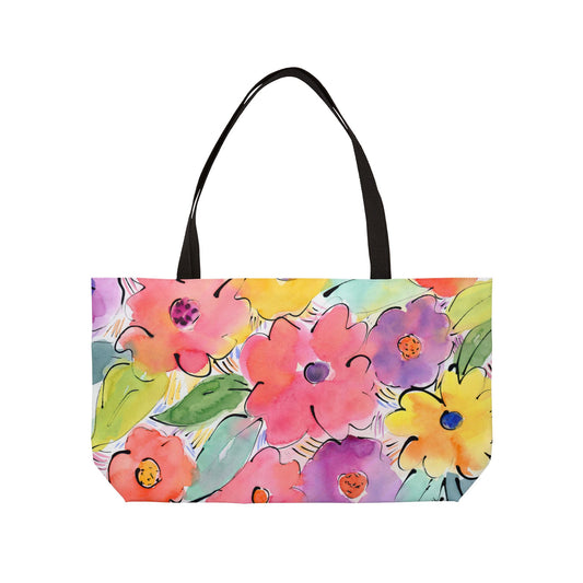 Colorful Floral Big Bloom Weekend Tote