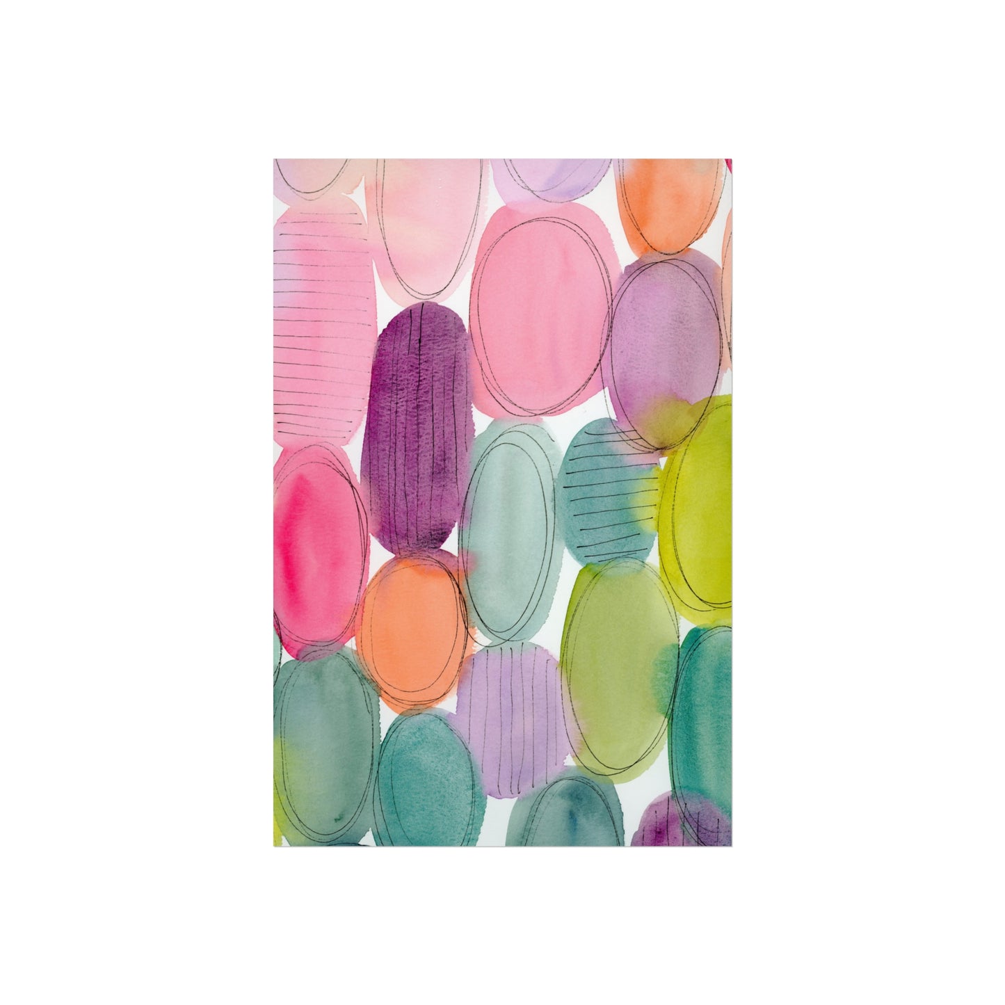 Abstract Art Print, Watercolor Fine Art Prints, Colorful Dots Print