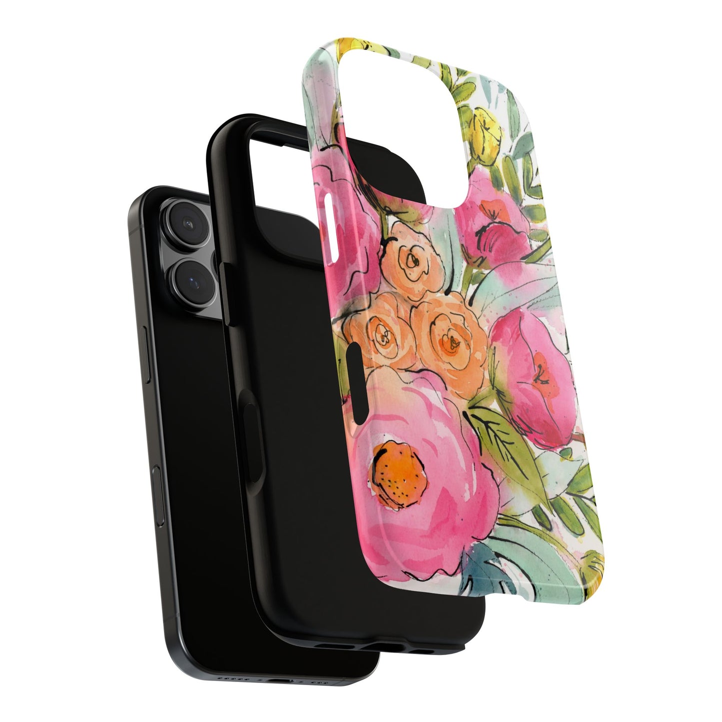 Bright Blush Blooms Watercolor Painted Phone Case