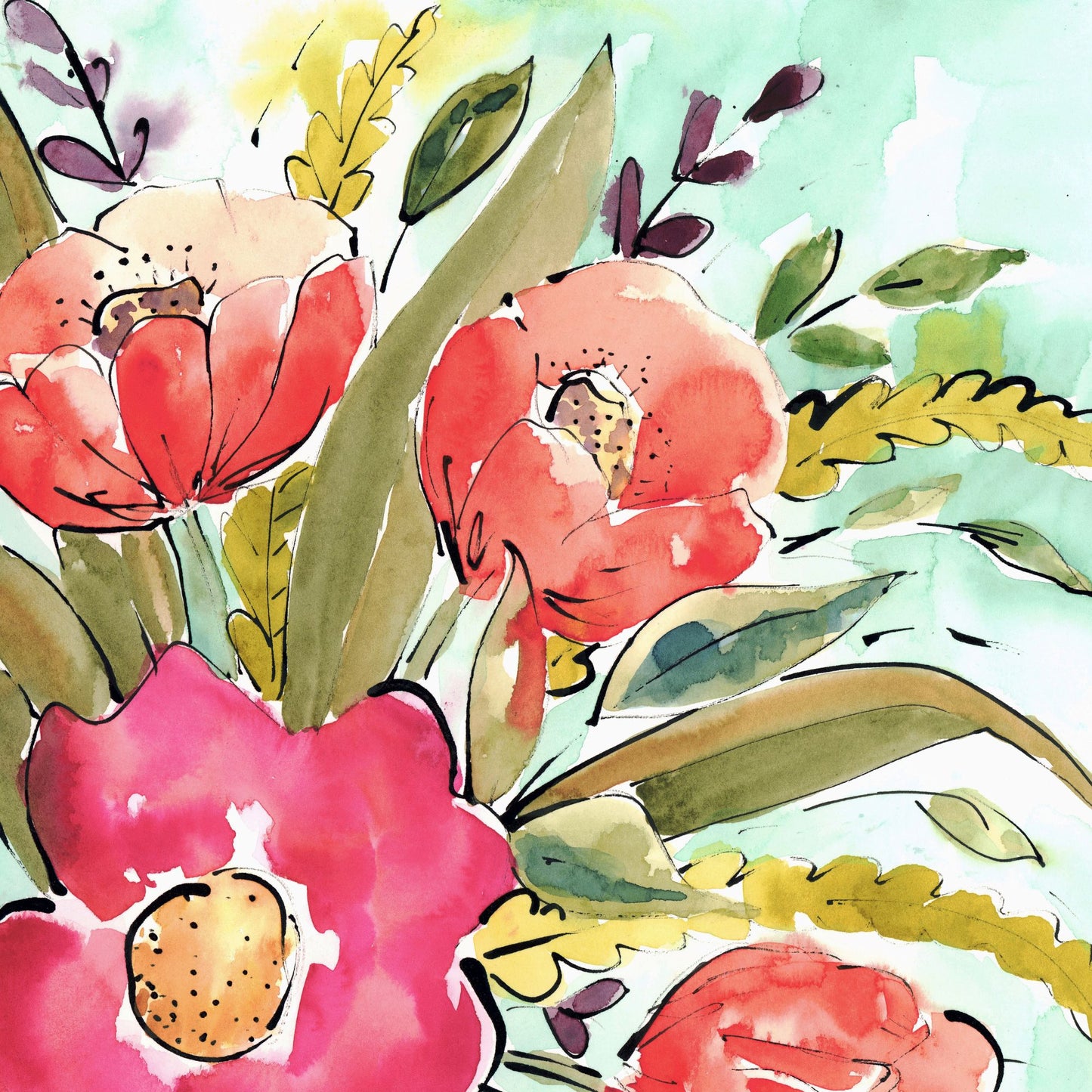 Original Watercolor Floral Painting, 'Bold & Blooming' 11"X15"