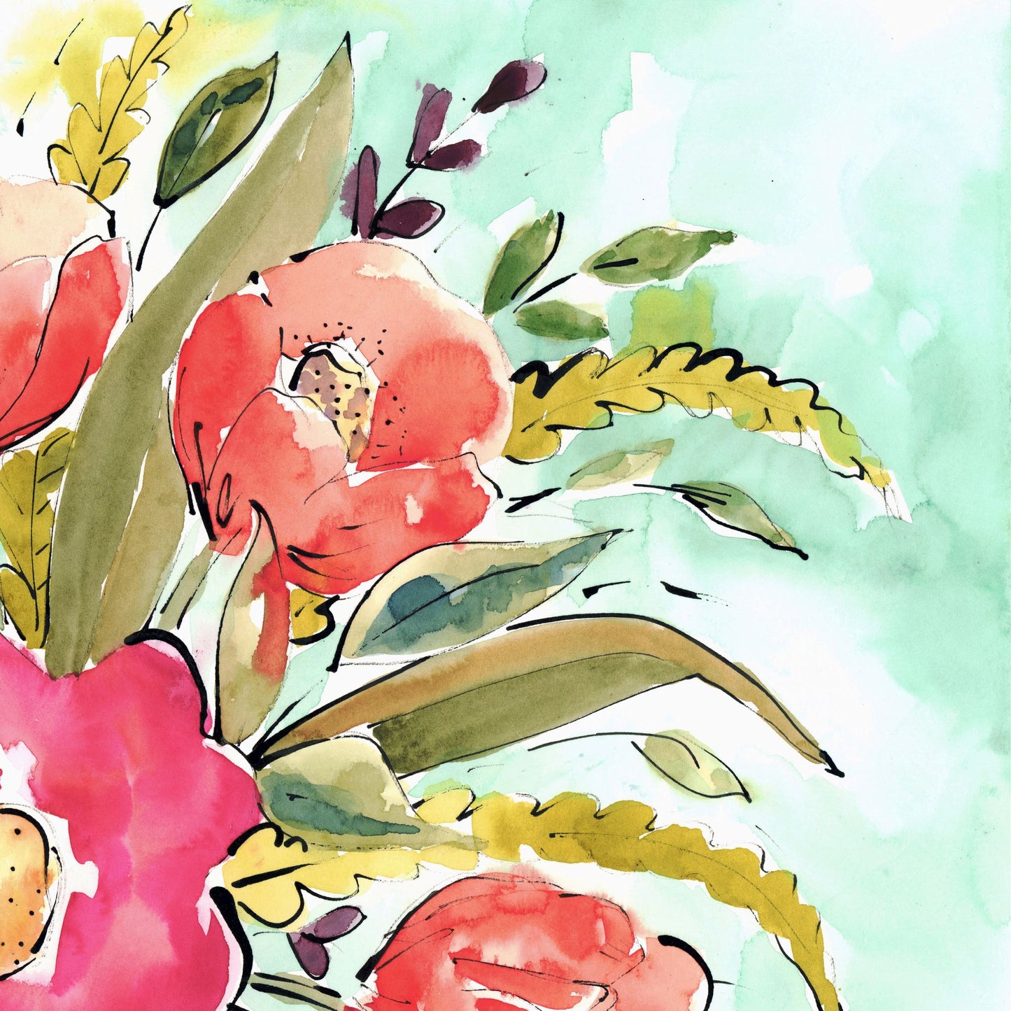 Original Watercolor Floral Painting, 'Bold & Blooming' 11"X15"