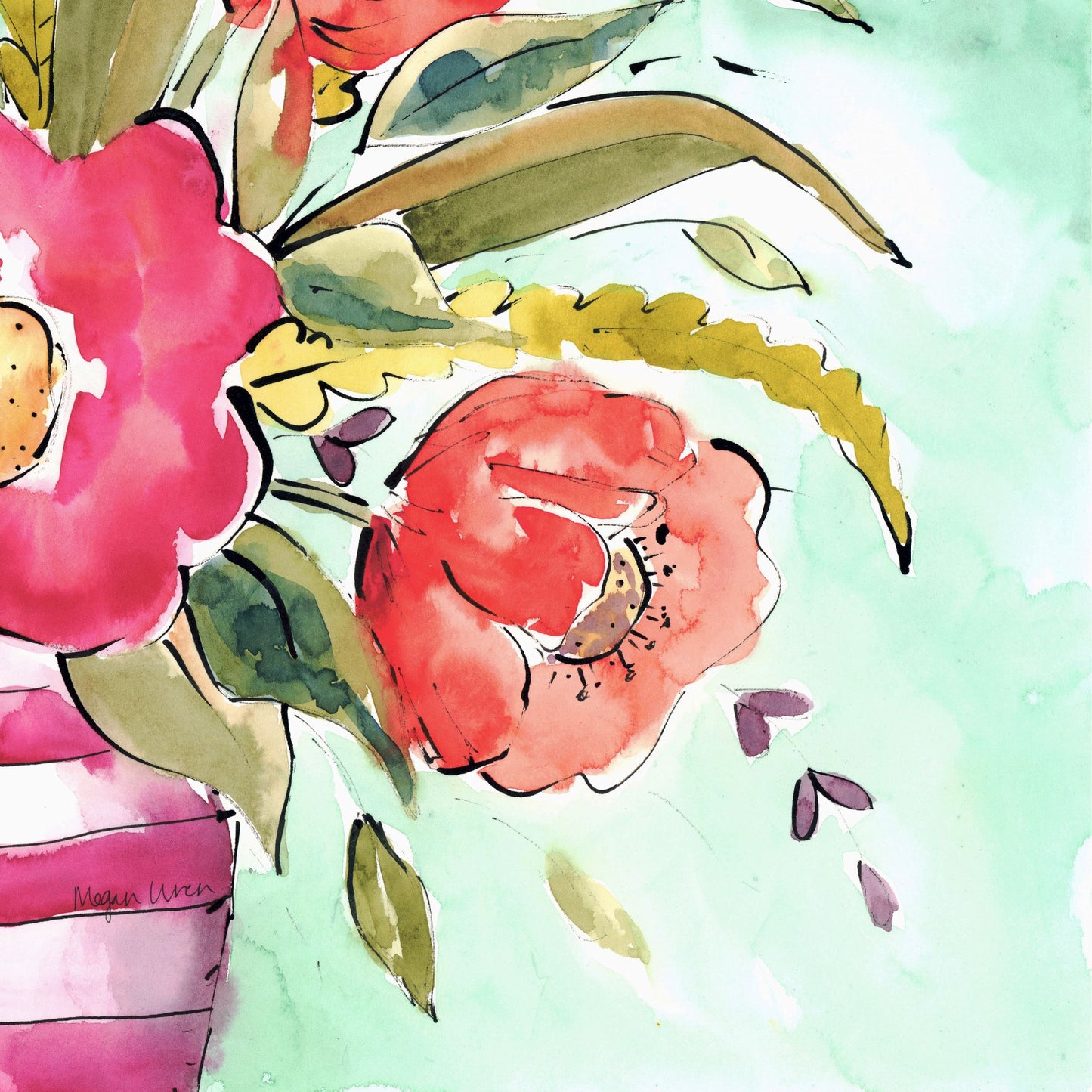 Original Watercolor Floral Painting, 'Bold & Blooming' 11"X15"