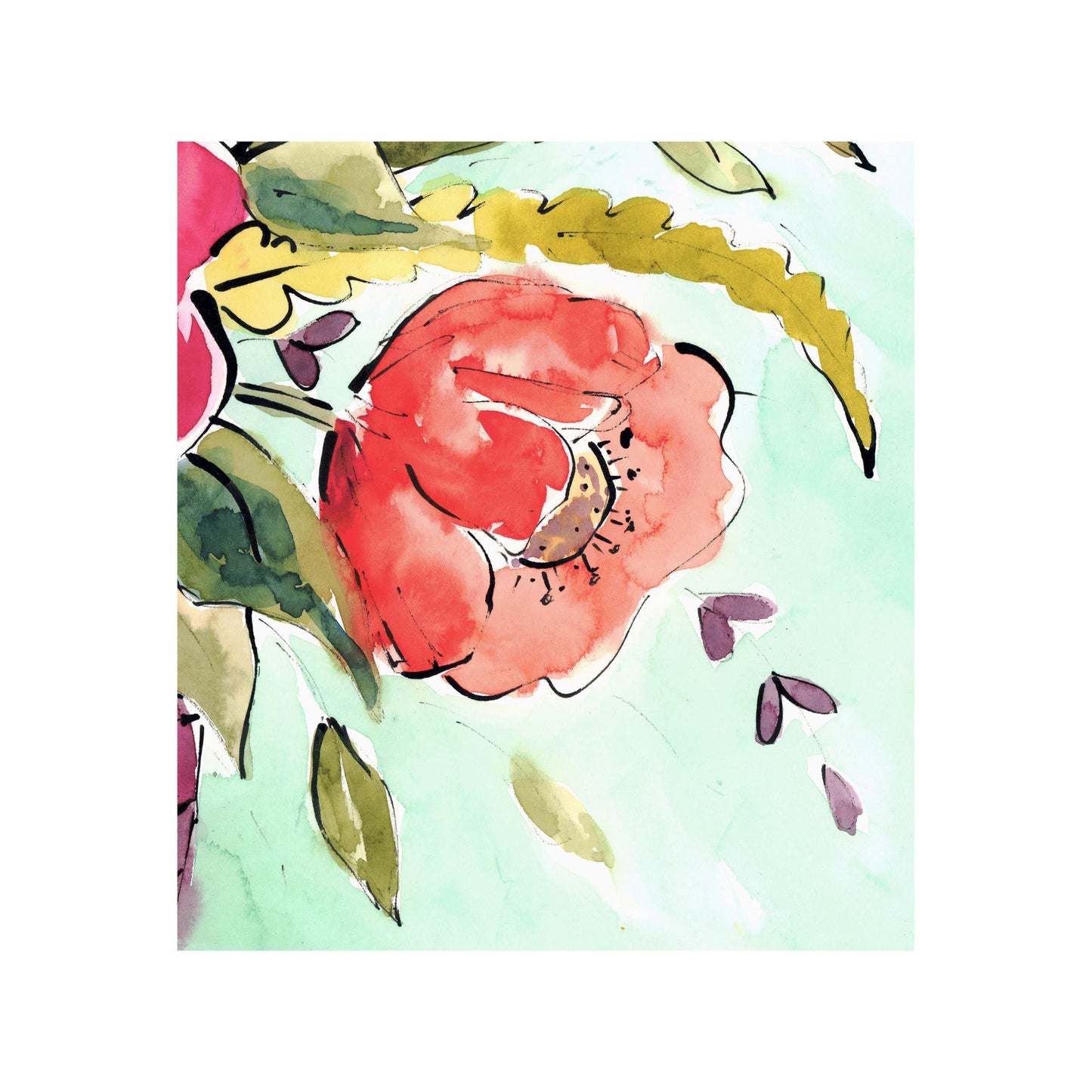 Original Watercolor Floral Painting, 'Bold & Blooming' 11"X15"