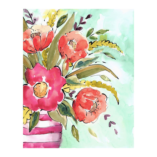 Original Watercolor Floral Painting, 'Bold & Blooming' 11"X15"