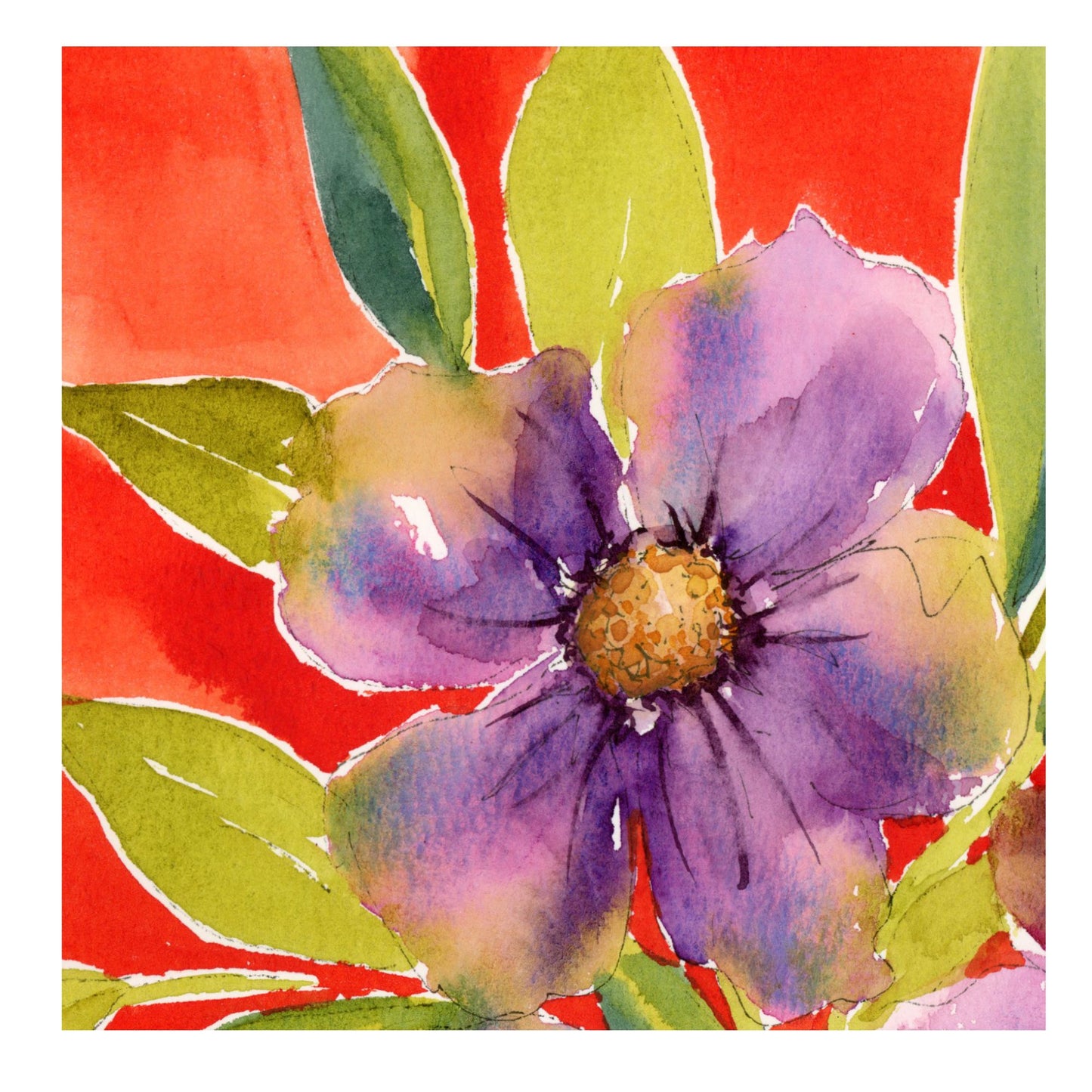 Lime & Lavender Heat - Original Watercolor Floral Painting, 9"x12"