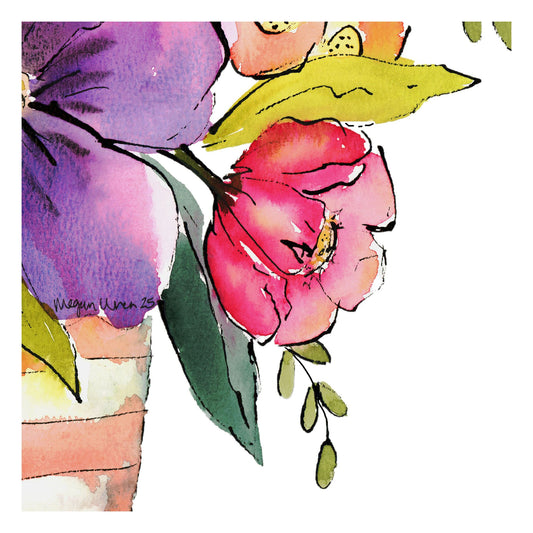 Painted Joy,  Original Watercolor Floral Painting, 9"x12"