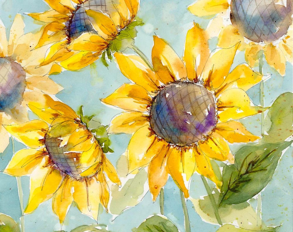 Sunflower Watercolor Painting “Sunflower Field”