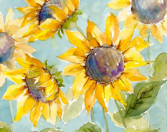 Sunflower Watercolor Painting “Sunflower Field”